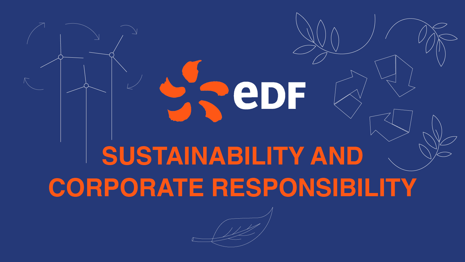 EDF sustainability and corporate responsibility, with renewable energy symbols.